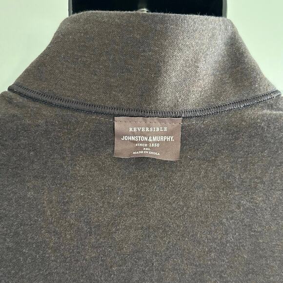 NWT Johnston & Murphy Men's Reversible Solid Quarter-Zip Navy/Brown Size 2XL - Picture 9 of 9